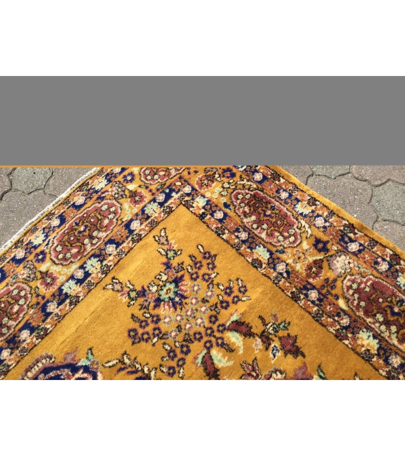 7x11 Soft High Pile Turkish Rug , Yellow Oushak Rug , 7'4 X 11'2 Turkish Rug soft , Wool rug handmade