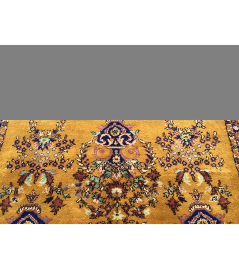 7x11 Soft High Pile Turkish Rug , Yellow Oushak Rug , 7'4 X 11'2 Turkish Rug soft , Wool rug handmade