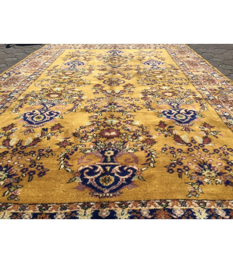 7x11 Soft High Pile Turkish Rug , Yellow Oushak Rug , 7'4 X 11'2 Turkish Rug soft , Wool rug handmade