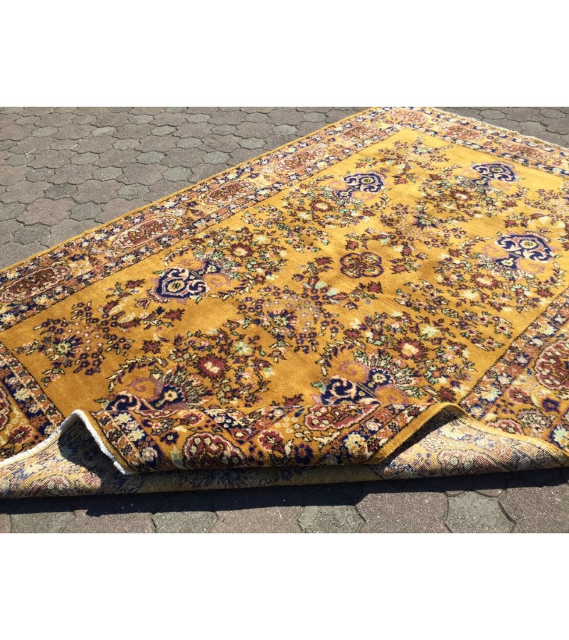 7x11 Soft High Pile Turkish Rug , Yellow Oushak Rug , 7'4 X 11'2 Turkish Rug soft , Wool rug handmade