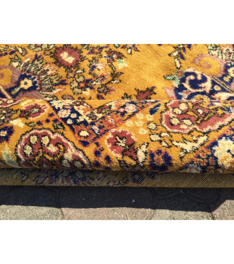 7x11 Soft High Pile Turkish Rug , Yellow Oushak Rug , 7'4 X 11'2 Turkish Rug soft , Wool rug handmade