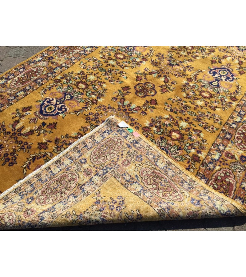 7x11 Soft High Pile Turkish Rug , Yellow Oushak Rug , 7'4 X 11'2 Turkish Rug soft , Wool rug handmade