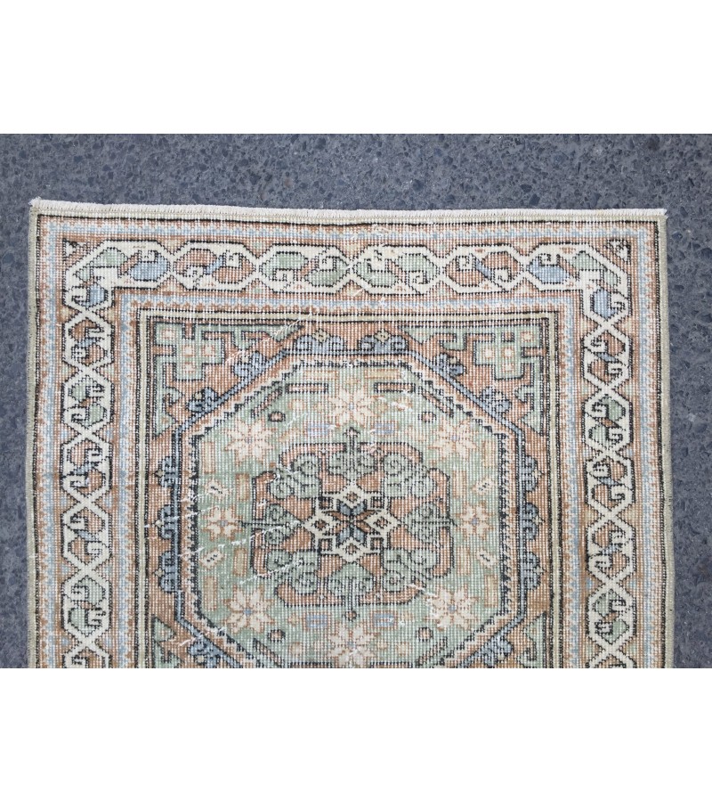 3x14 Woven Turkish Runner, Geometric hallway rug, 2'8 X 13'8 Handmade vintage runner