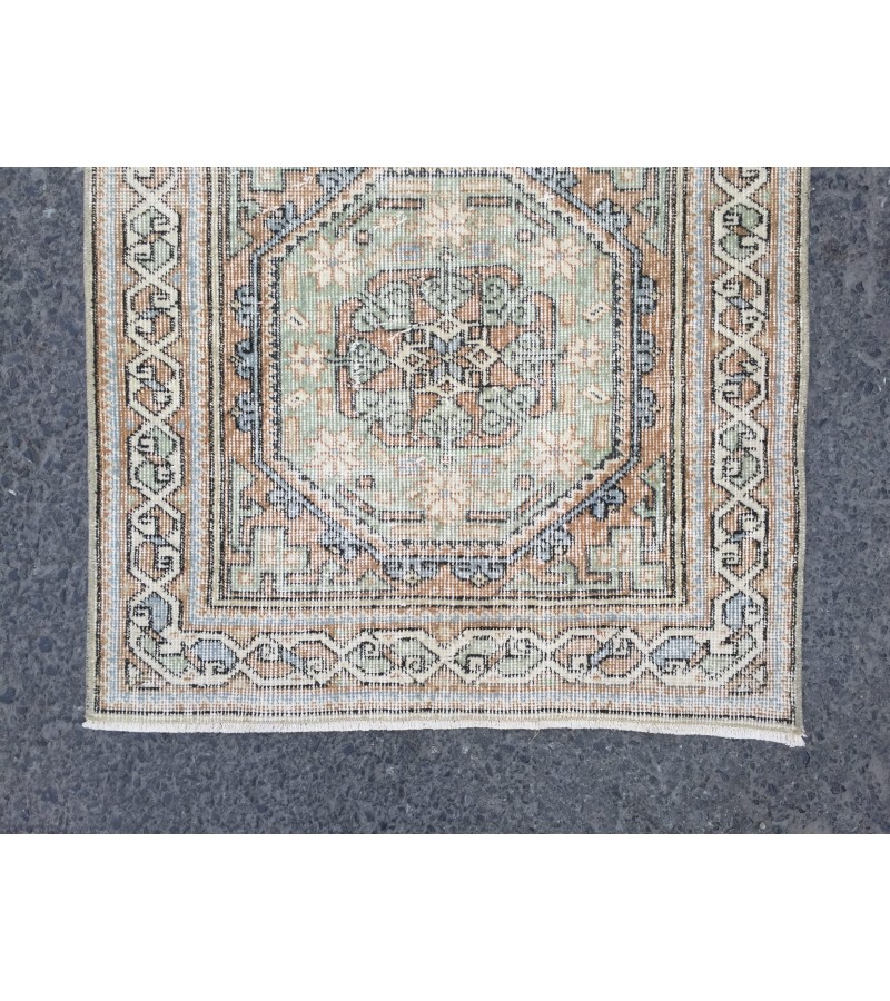 3x14 Woven Turkish Runner, Geometric hallway rug, 2'8 X 13'8 Handmade vintage runner
