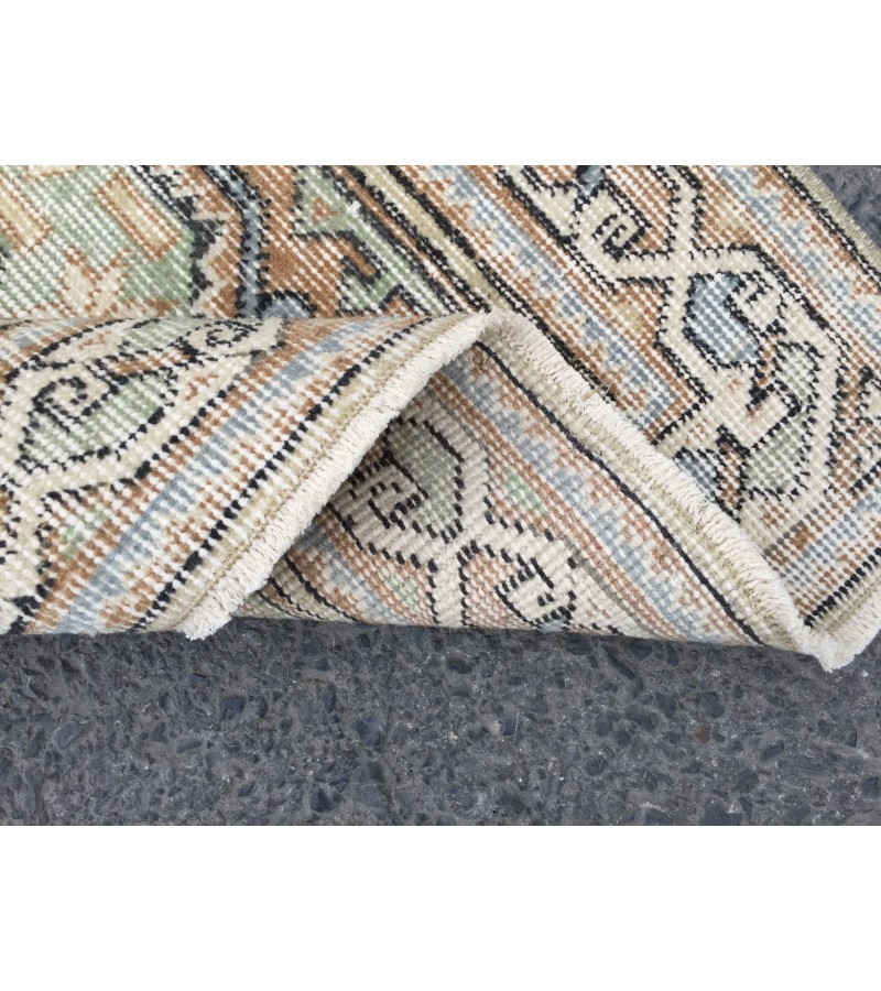 3x14 Woven Turkish Runner, Geometric hallway rug, 2'8 X 13'8 Handmade vintage runner