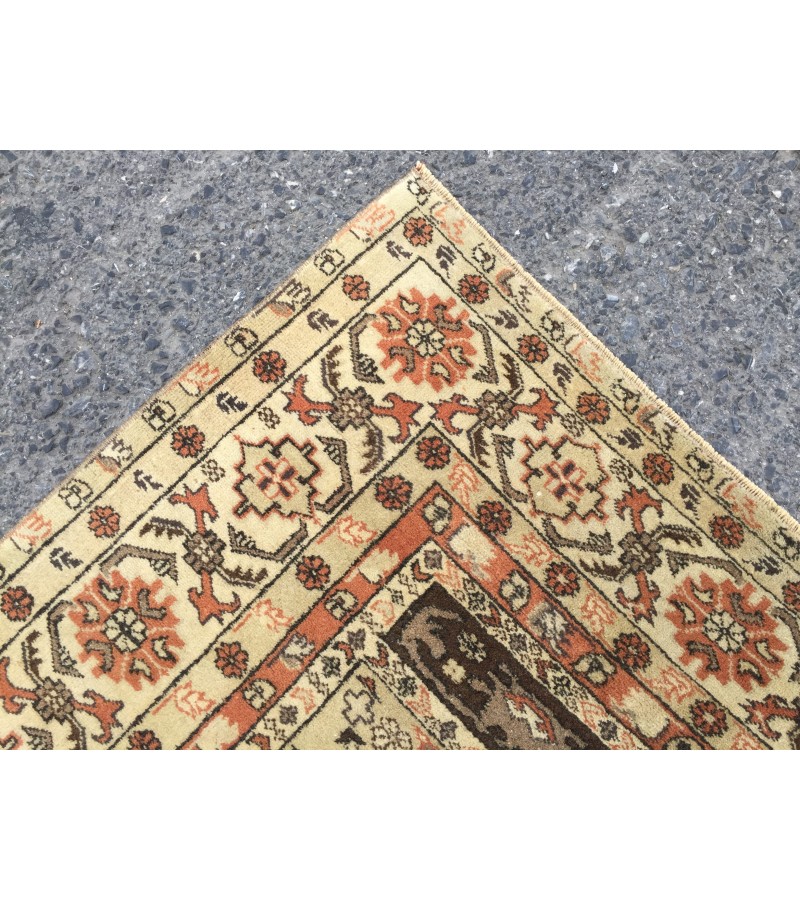 5x7 wool woven rug, geometric vintage rug , Turkish rug , handmade rug, 5'1 X 7'4 red beige rug