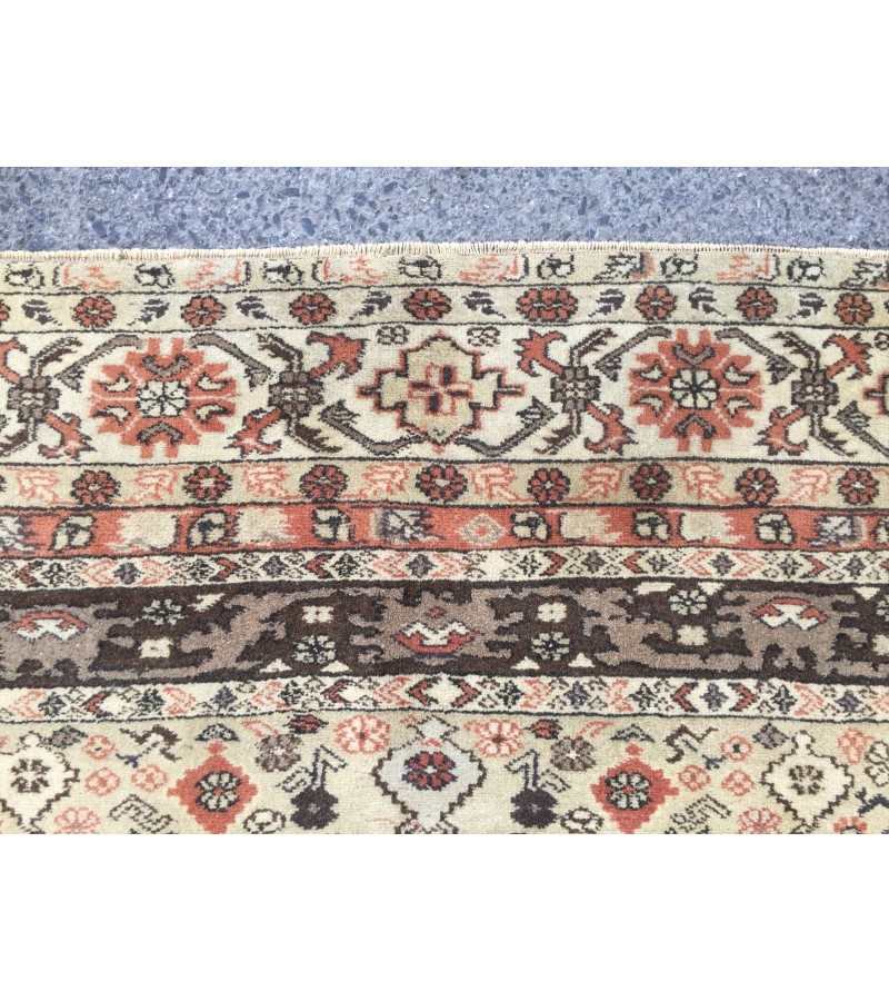 5x7 wool woven rug, geometric vintage rug , Turkish rug , handmade rug, 5'1 X 7'4 red beige rug