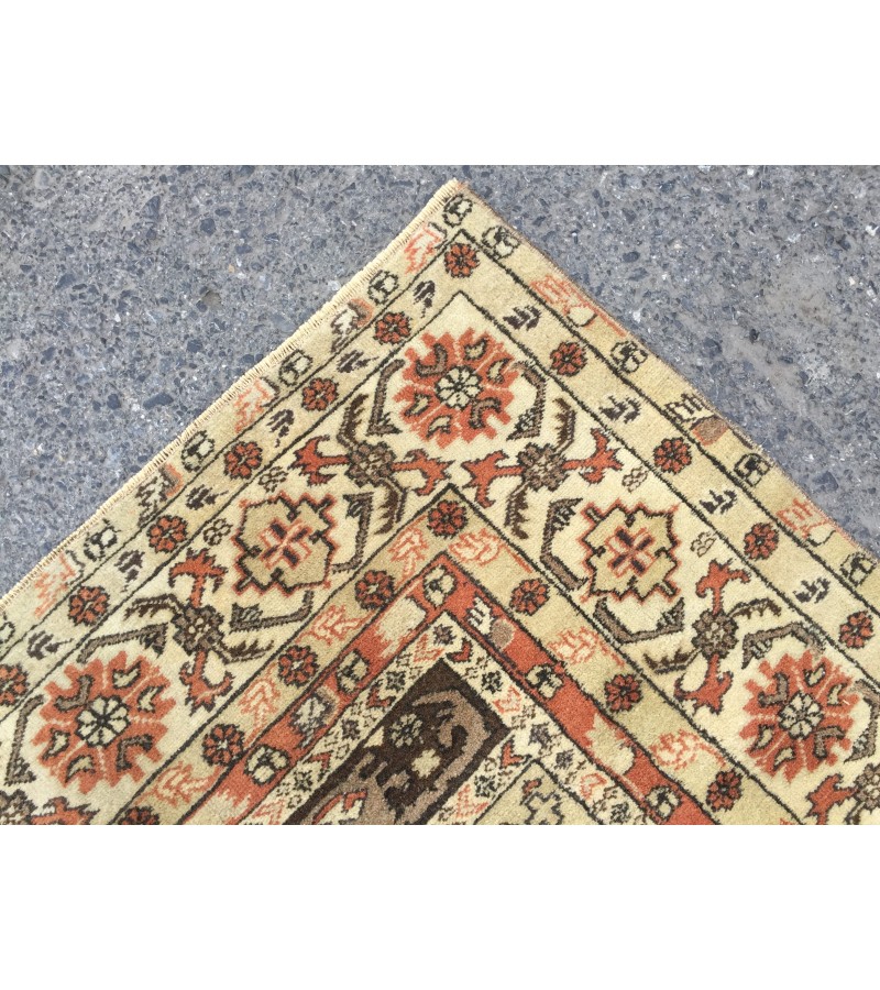 5x7 wool woven rug, geometric vintage rug , Turkish rug , handmade rug, 5'1 X 7'4 red beige rug