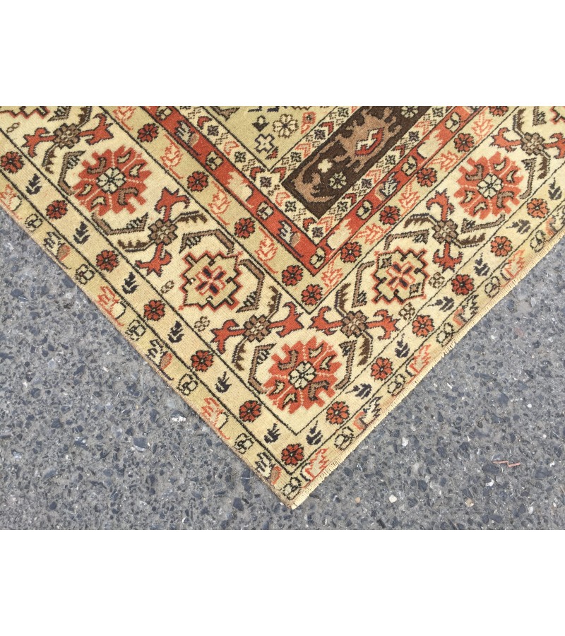 5x7 wool woven rug, geometric vintage rug , Turkish rug , handmade rug, 5'1 X 7'4 red beige rug