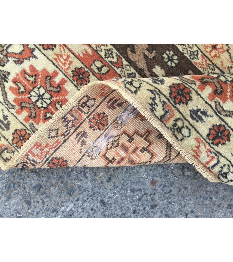 5x7 wool woven rug, geometric vintage rug , Turkish rug , handmade rug, 5'1 X 7'4 red beige rug