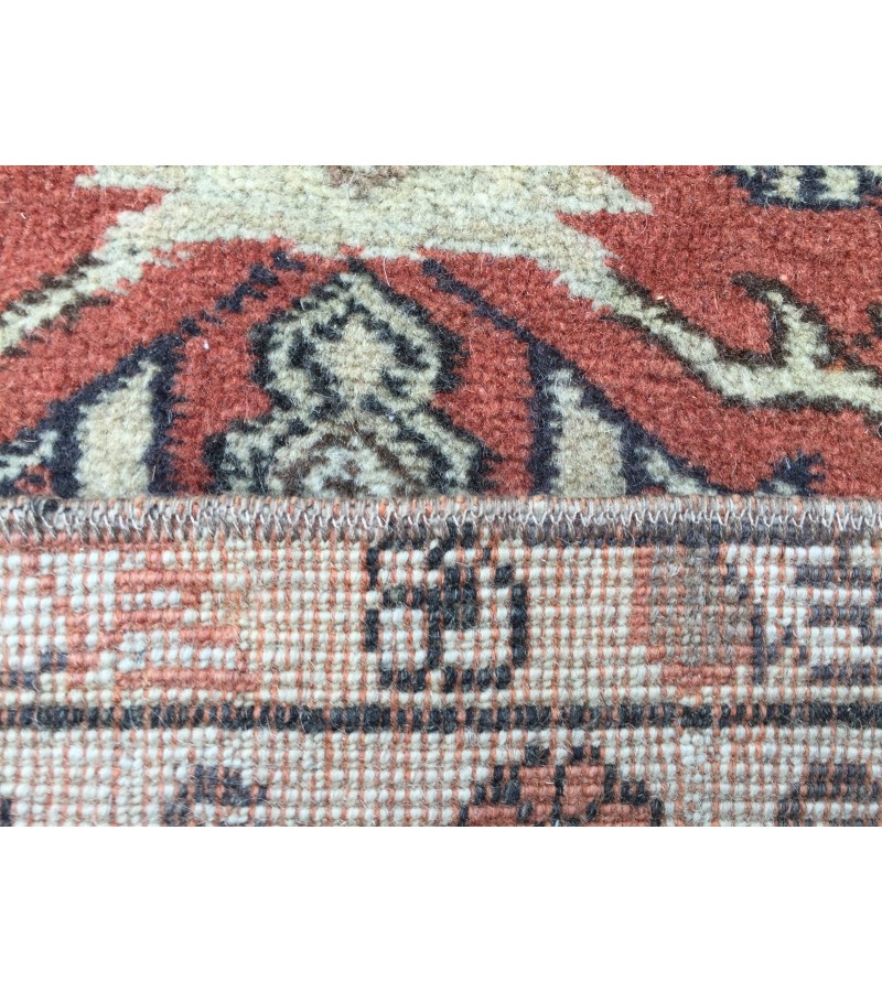 5x7 wool woven rug, geometric vintage rug , Turkish rug , handmade rug, 5'1 X 7'4 red beige rug