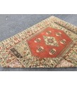 5x7 wool woven rug, geometric vintage rug , Turkish rug , handmade rug, 5'1 X 7'4 red beige rug