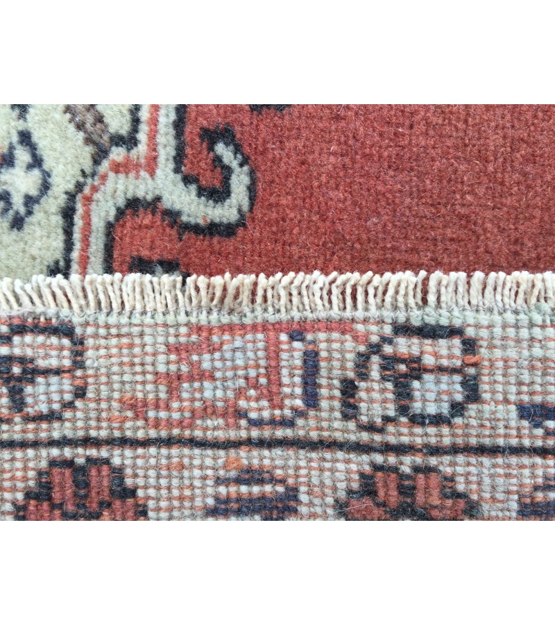 5x7 wool woven rug, geometric vintage rug , Turkish rug , handmade rug, 5'1 X 7'4 red beige rug