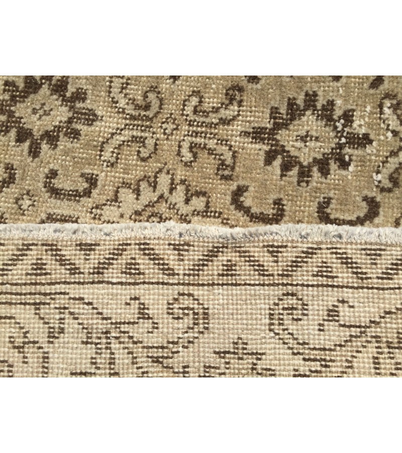 Muted Hand Knotted wool Rug 7x10 , Vintage Turkish Rug ,6'11 X 10'3 handmade Beige rug