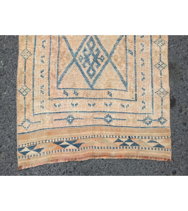 3x12 retro geometric runner, distressed runner, corridor rug , 2'7 X 12'2 kitchen runner