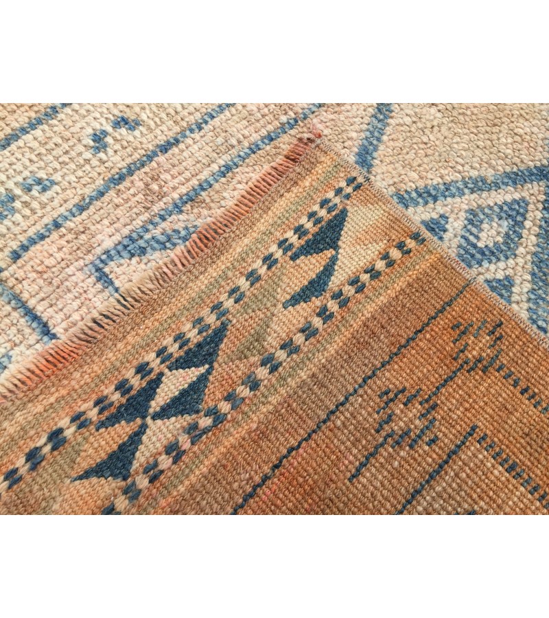 3x12 retro geometric runner, distressed runner, corridor rug , 2'7 X 12'2 kitchen runner