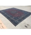 10x13 retro handmade rug, dark red blue rug, rug for living room, 9'7 X 12'6 Area Rug