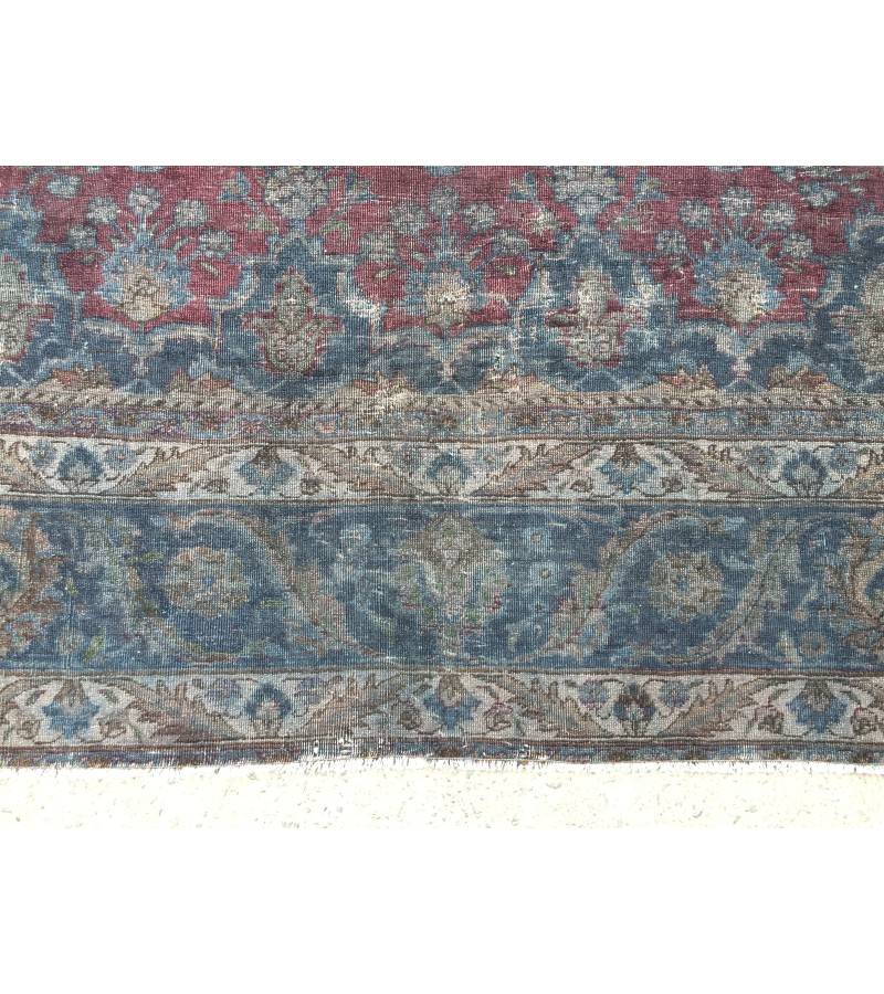 10x13 retro handmade rug, dark red blue rug, rug for living room, 9'7 X 12'6 Area Rug