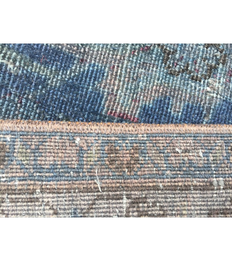 10x13 retro handmade rug, dark red blue rug, rug for living room, 9'7 X 12'6 Area Rug