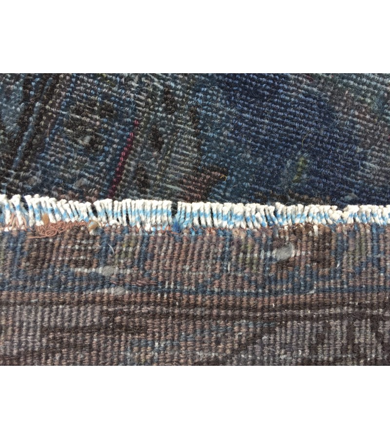 10x13 retro handmade rug, dark red blue rug, rug for living room, 9'7 X 12'6 Area Rug