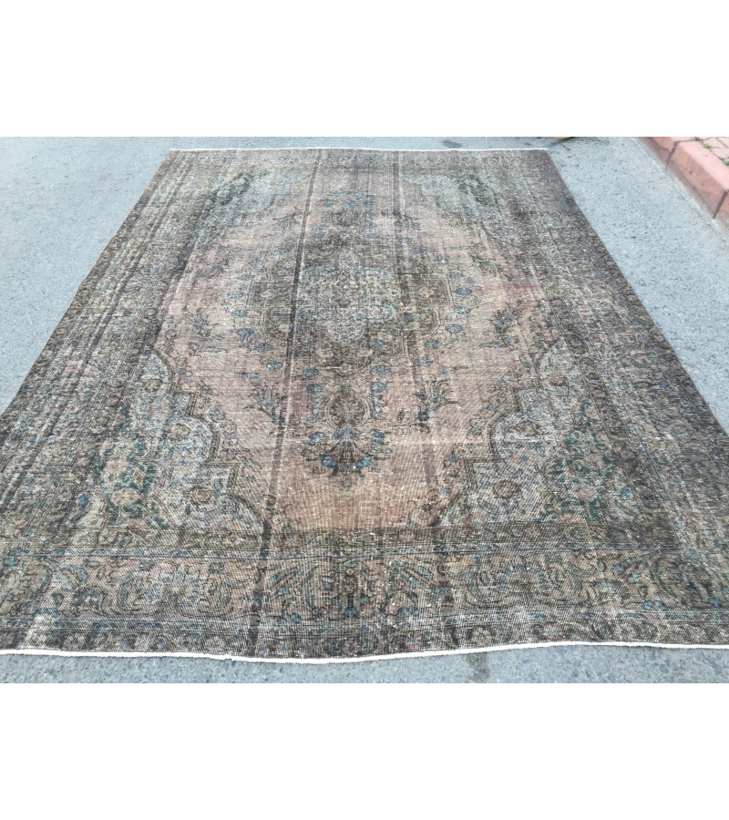 8x11 bed plan rug, living room rug, , retro rug , rustic wool rug , 7'9 X 11'1 Turkish rug