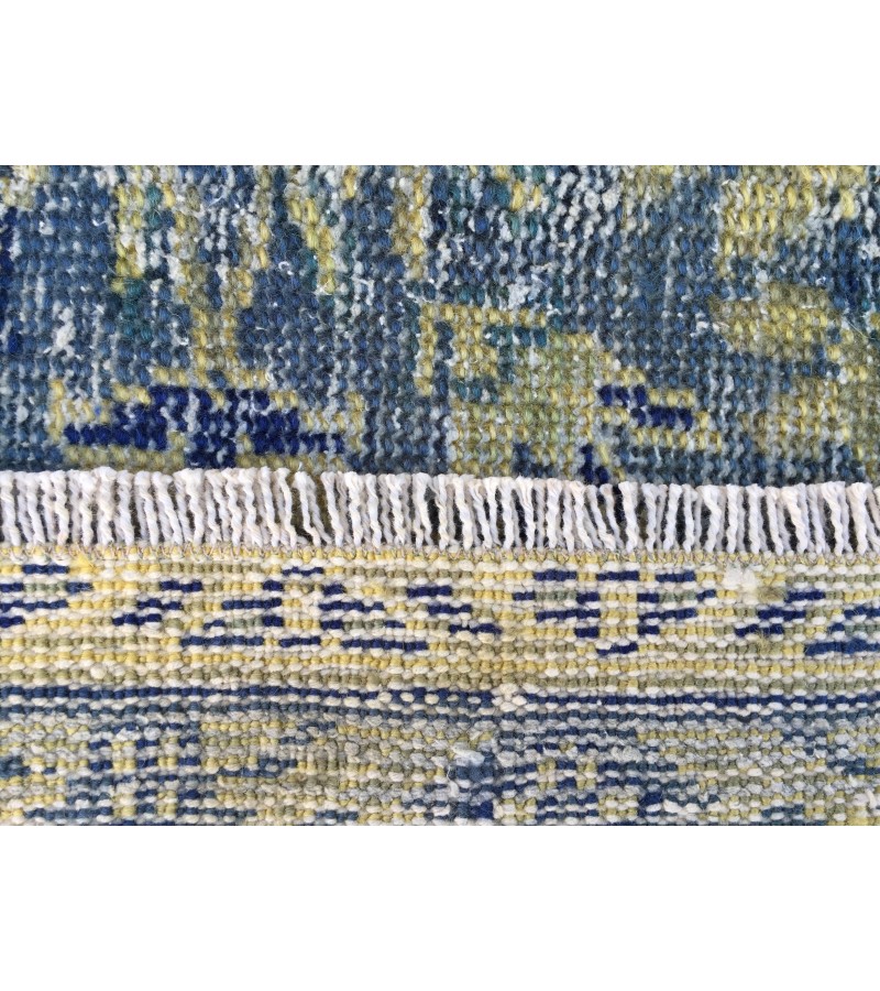 7x11 Handmade Turkish rug , floral vintage rug, Blue Beige Area Rug , 7'5 X 10'6 Living room rug