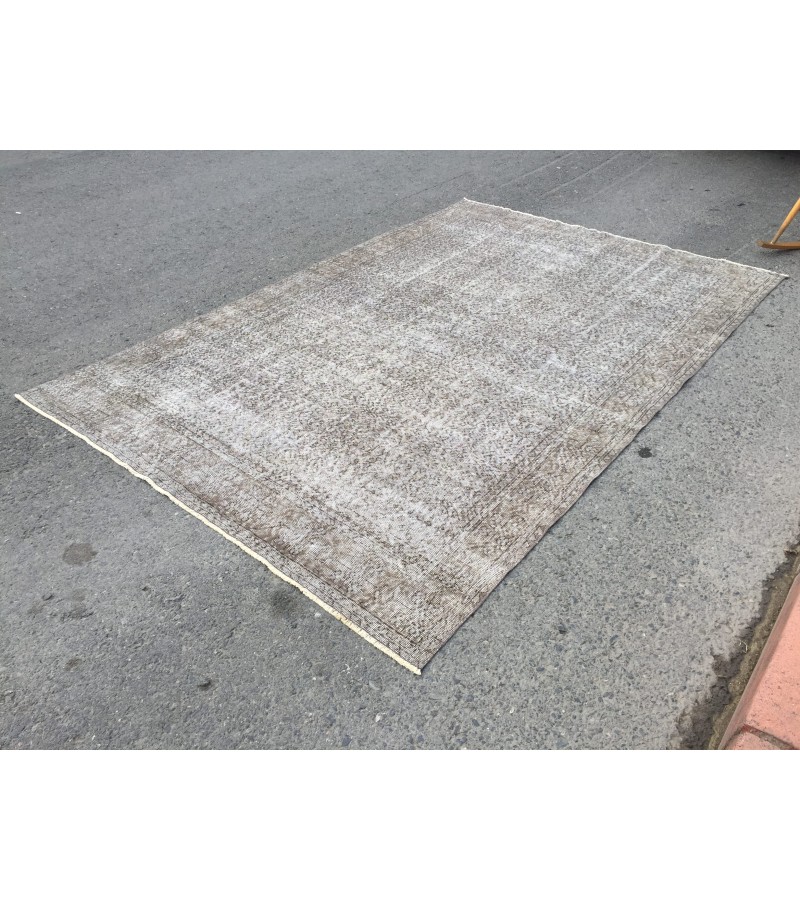 7x10 vintage area rug, woven bed plan rug, 6'8 X 10'1 Turkish living room rug