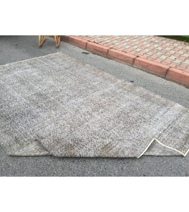 7x10 vintage area rug, woven bed plan rug, 6'8 X 10'1 Turkish living room rug