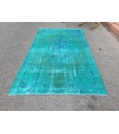 4x7 green blue kitchen rug, geometric rug, , retro rug, 4'2 X 7'3 woven rug