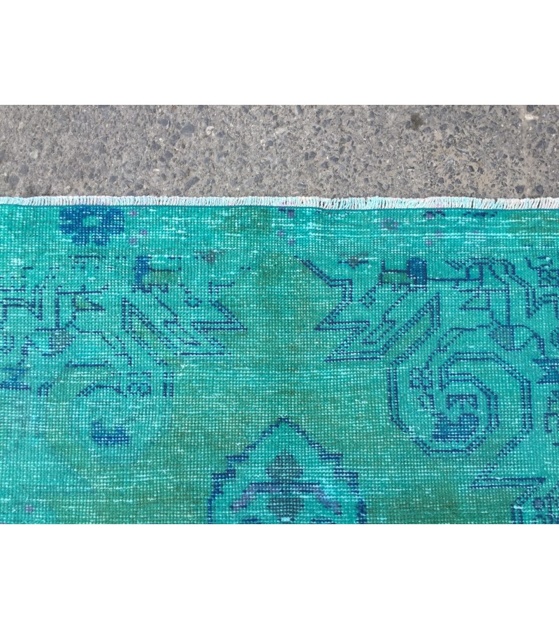 4x7 green blue kitchen rug, geometric rug, , retro rug, 4'2 X 7'3 woven rug