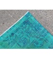 4x7 green blue kitchen rug, geometric rug, , retro rug, 4'2 X 7'3 woven rug