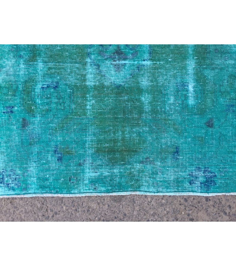 4x7 green blue kitchen rug, geometric rug, , retro rug, 4'2 X 7'3 woven rug