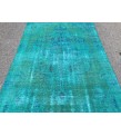 4x7 green blue kitchen rug, geometric rug, , retro rug, 4'2 X 7'3 woven rug