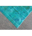 4x7 green blue kitchen rug, geometric rug, , retro rug, 4'2 X 7'3 woven rug
