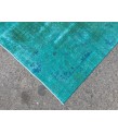 4x7 green blue kitchen rug, geometric rug, , retro rug, 4'2 X 7'3 woven rug