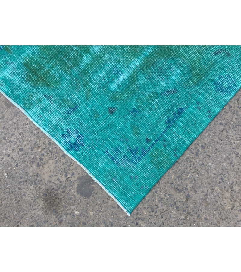 4x7 green blue kitchen rug, geometric rug, , retro rug, 4'2 X 7'3 woven rug