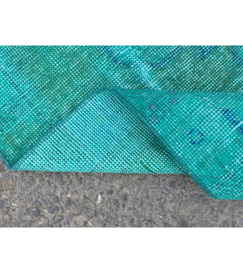 4x7 green blue kitchen rug, geometric rug, , retro rug, 4'2 X 7'3 woven rug