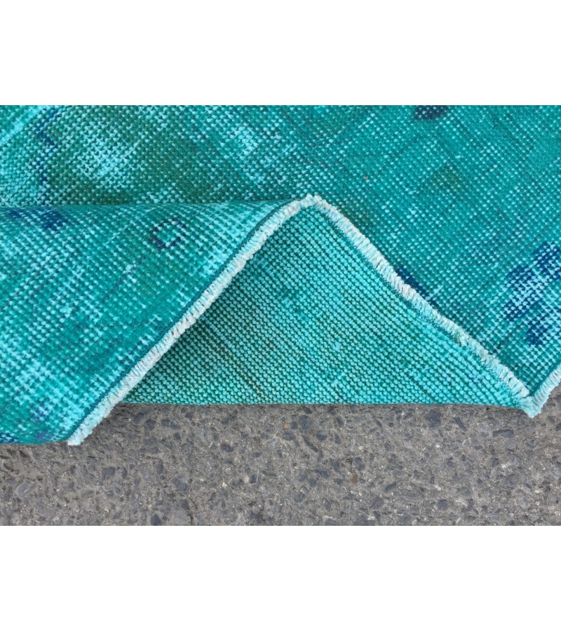 4x7 green blue kitchen rug, geometric rug, , retro rug, 4'2 X 7'3 woven rug