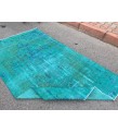 4x7 green blue kitchen rug, geometric rug, , retro rug, 4'2 X 7'3 woven rug