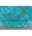 4x7 green blue kitchen rug, geometric rug, , retro rug, 4'2 X 7'3 woven rug