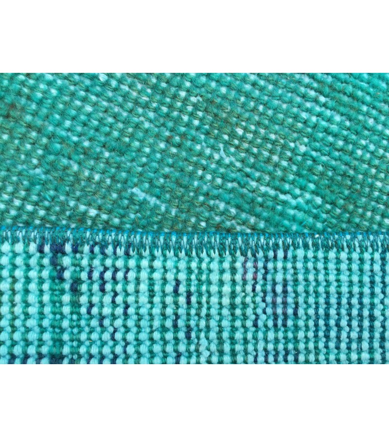 4x7 green blue kitchen rug, geometric rug, , retro rug, 4'2 X 7'3 woven rug