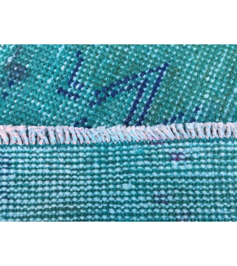 4x7 green blue kitchen rug, geometric rug, , retro rug, 4'2 X 7'3 woven rug