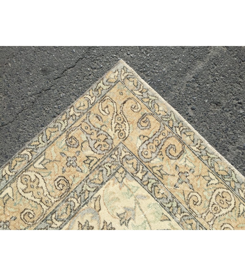 7x10 bed plan rug, Turkish handmade rug, 6'9 X 10'4 retro rug