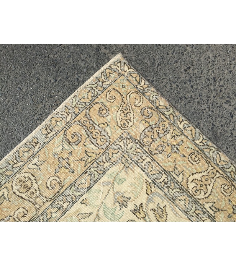 7x10 bed plan rug, Turkish handmade rug, 6'9 X 10'4 retro rug