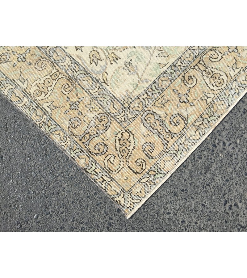 7x10 bed plan rug, Turkish handmade rug, 6'9 X 10'4 retro rug