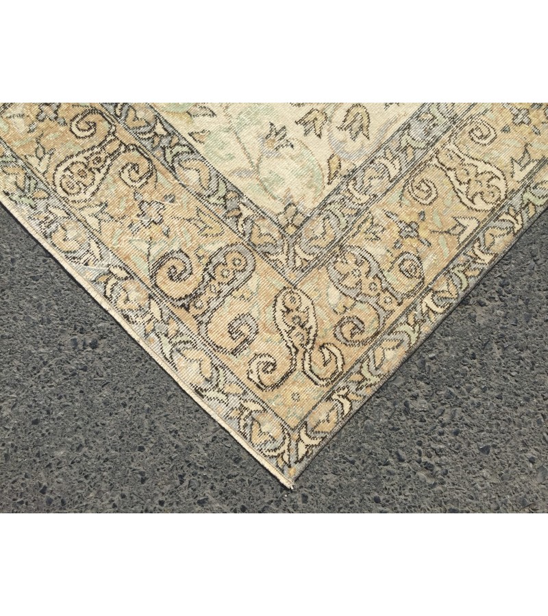 7x10 bed plan rug, Turkish handmade rug, 6'9 X 10'4 retro rug