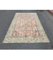 5x8 dining room rug, vintage Turkish rug, pastel red beige rug, 4'11 X 8' Handmade rug