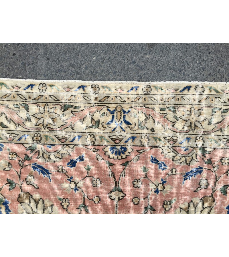 5x8 dining room rug, vintage Turkish rug, pastel red beige rug, 4'11 X 8' Handmade rug