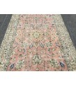 5x8 dining room rug, vintage Turkish rug, pastel red beige rug, 4'11 X 8' Handmade rug