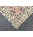 5x8 dining room rug, vintage Turkish rug, pastel red beige rug, 4'11 X 8' Handmade rug